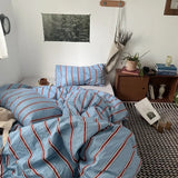 Popxstar  Bed Linen Duvet Cover Stripe Boys Girls Twin Queen Size Duvet Cover Pillowcase Bedding Adult Fashion Home Textile Nordic Sling