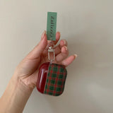 Popxstar  Retro Style Grid Pattern Gloss Soft Cover Case for AirPods 4/3/2/1 Pro 2 Wireless Bluetooth Earphone Shell Good Lucky Pendant