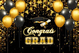 Popxstar Graduation Backdrop Congrats Gold Class of Grad Photocall Decoration Photography Background Photo Banner