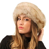 Popxstar New Winter Headbands Hat for Women Faux Fox Fur Hat Female Outdoor Thick Furry Warm Beanies Hat Cold-proof Snow Ski Cap