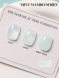 popxstar 12ML Gel Polish Kit- Mint Mambo Collection, Milky Blue & Frosted Ice, 2025 Viral Nail Art Supplies for Summer Vacations