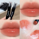 Popxstar Red Lip Tint Black White Tube Lipstick Light Watery Lip Glaze Soft Mist Lip Gloss Moisture Lipstick 1pcs Mirror Watery