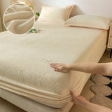 Popxstar Soft Plush Warm Mattress Cover Winter Velvet Material Fitted Sheet Thickened Warm Bed Cover Mattress Protector Multiple Sizes