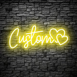 Popxstar  Text LED Neon Sign with Double Heart Design - USB-Powered Wall Art for Weddings, Anniversaries, Bedroom Decor