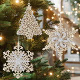 Popxstar Glitter Christmas Ice 3D Snowflake Xmas Tree Hanging Ornaments Star Wreath Pendants For Home Noel Christmas Decoration New Year