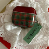 Popxstar  Retro Style Grid Pattern Gloss Soft Cover Case for AirPods 4/3/2/1 Pro 2 Wireless Bluetooth Earphone Shell Good Lucky Pendant