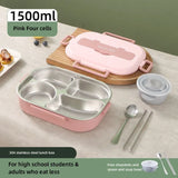 Popxstar  Portable Lunch Box for Kids Students Stainless Steel Thermal Lunchbox with Spoons and Chopsticks Food Container Bento Box