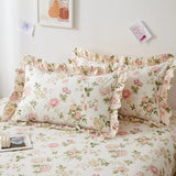 2pcs 48x74CM pastoral style Cotton printed pillowcase Ruffle pillow case garden small floral pillow cover Bedding cushion cases
