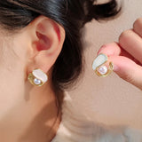 Popxstar Lovely Pearl Bow Earrings for Women Internet Design Versatile Drop Oil Vintage Earrings Fashion Jewelry Party Wedding Gifts