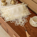 Lace Table Flag Tablecloth Light Luxury Highend Feeling Long Strip Countryside Tea Table Table Mat Dustproof and Beautiful