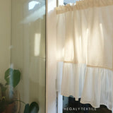 Popxstar Boho Kitchen Curtains, Modern Farmhouse Cotton Linen Curtain Country Ruffle Cafe Semi-Transparent Small Tier Curtain Decor