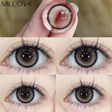 Popxstar 2pcs/Pair Graduation Color Contact Lenses Myopia Green Purple brown Yearly Colored Lens Natural Dioptric Eye with shimmer