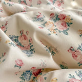 Popxstar Korean Style Floral Ruffles Knitted Double Yarn Bedding Set Double King Queen Size Duvet Cover Flat/Fitted Bed Sheet Pillowcases