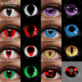 Popxstar  1 Pair yellow cosplay color contact lenses for eyes crazy Halloween cat Eye makeup Role playing Eye cosmetics red lens