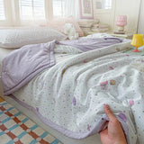 Double-Sided Design Summer Quilt Print Soft Comforter Lightweight Washable King Size Blanket for Bedroom Air Conditioner Quilt