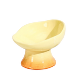Floral Design Flower Shape Ceramic Cat Bowl Anti-Tip Anti-Slip Elevated Cat Bowl Tall Footed Oblique Mouth Raised Pet Bowl Cats