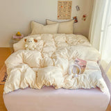Popxstar  Class bed new cream wind solid color bed sheet four-piece set student quilt cover four-piece set household