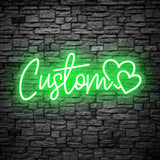 Popxstar  Text LED Neon Sign with Double Heart Design - USB-Powered Wall Art for Weddings, Anniversaries, Bedroom Decor