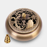 Popxstar  Incense Furnace Pure Copper Household Indoor Sandalwood Antique Pan Incense Furnace Soothes The God Incense Furnace