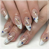 Popxstar  24Pcs Short Almond Press on nails French Tips Press on nails False Nails Simple Rose Full Cover Wearable Fake Nail Tips Art