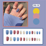 Popxstar 24pcs Lemon Short Wear Tips Nail False Patch Press on Nails Supplies for Professionals Artifical Fake Nails Faux Ongles Uñas