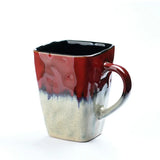 Popxstar  Retro Personality Square Cup Ceramic Large Capacity Mug With Spoon Coffee Cup Home Creative Couple Cup