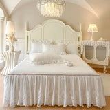 Popxstar  4/6Pcs Princess Wedding Bedding Set 600TC Egyptian Cotton Double Layer Lace Ruffles Duvet Cover Bed Skirt Bedspread Pillowcases