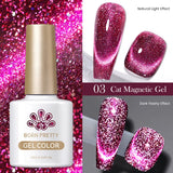Popxstar 10ml Rainbow Purple Water Light Cat Magnetic Gel Nail Polish Shining Sliver-light Holographics Semi Permanent UV Gel