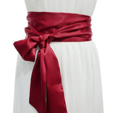 Popxstar New Ladies' Belts Are Decorated with Burgundy Black Silk Wide Waist Seal and Long Ice Silk Lace Soft Accessories Belt