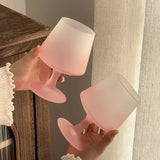 French matte gradient powder high footed glass with ins style and high aesthetic value