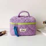 popxstar 3pcs/Set Plaid Cosmetic Bag Set Simple Style Large Capacity Portable Cosmetic Tools Storage Bag for Home Bathroom Toiletry Bag