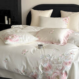Popxstar  Flowers Embroidery Luxury Bedding Set Egyptian Cotton Single Queen King Size Duvet Cover Flat/Fitted Bed Sheet Pillowcases 3/4Pc