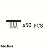 Popxstar  10/20/50Pcs Wig Combs To Secure Wig 6-Teeth Wig Comb Wig Clips With Cloth For Making Wig Caps Steel Material Clips Combs ForHair