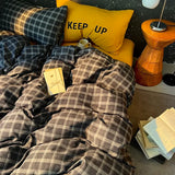 Popxstar  High Quality Beauty Bedding Set Plaid Duvet Cover Bed Sheet Set With Pillowcases Adult Dormitory Queen Size Winter Home Decor