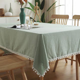 Popxstar Cotton Fabric Tablecloth Tassels Stitching Washable Table Cloth for Wedding Party Dining Banquet Decoratio Christmas Table Cover
