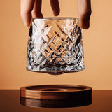 Popxstar  1-4PCS Tumbler Whiskey Glass With Base Crystal Whiskey Glasses Rotating Spinning Wine Brandy Glass Cup Drinkware For Bar Home