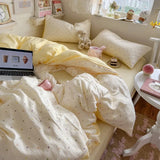 Popxstar  Class A simple high-end three-layer yarn bedding four-piece set, bed sheet quilt cover, dormitory three-piece set