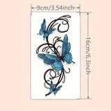 Popxstar  1 Sheet 3D Old School Style Blue Butterfly Temporary Tattoo Stickers, Waterproof Fake Tattoos Last for 2-5 Days