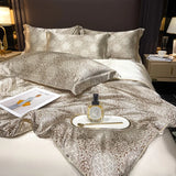 Natural Silk Bedlinens Bedding Set Nordic Flower Printed Duvet Cover Set Couple Double King Queen Size Soft Bed Sheet Pillowcase
