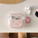 Popxstar Pink Bow Knot Headset Case for AirPods 1/2 With Keychain for AirPods Pro2 4nd Charging Box Fundas for AirPods 3 Clear Shockproof