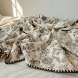 Cotton Double-Layer Gauze Kids Blanket Cute Bear Print Multifunctional Throw Blanket for Kids Beddings Air Conditioner Blanket