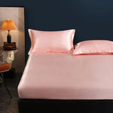 Popxstar Luxury Mulberry Silk Fitted Bed Sheet Set Queen High-end Stain Soft Silk Bedsheet Set with Elastic Band King Szie Mattress Cover