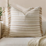45x45/60x60cm Bohemian Pillow Covers Yarn-dyed Polka Dot Cushion Covers Tassel Edge Pillow Case for Living Room Bedroom Sofa Car