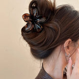 Popxstar Women's Laser Mermaid Princess Flower Shaped 8cm/3.15in Large-Size Brown Beige Lightweight Plastic Hair Clips Fashionable And