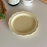 Popxstar French Relief Ceramic Plate Vintage Ceramic Dishes High-end Dining Dishes Dessert Western Cuisine Plate Serving Plates Tableware