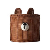 Popxstar  Handmade Rattan Weave Tissue Box Cute Little Bear Tissue Case Desktop Napkin Holder Roll Tissue Case A Living Room Decorations