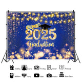 Popxstar 2025 Graduation Theme Photography Background Flash Decor Banner For Graduation Ceremony Party Bachelor Hat Photography Props
