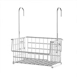 Stainless Steel Hanging Bathroom Shelf Shower Caddy Over Rod Bathroom Storage Basket With Towel Hooks Toiletries Organizer Rack