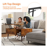 Popxstar Lift Top Coffee Tables For Living Room 39.37"x19.7" Desk Tea Wood Dining Tables Adjustable Storage Shelf Easy Lift Or Lower