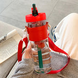 800ML Large Capacity Simple Plastic Water Bottle With Straw Portable Bubble Tea Infuser Filter Girl Student Juice Drinkwater Cup